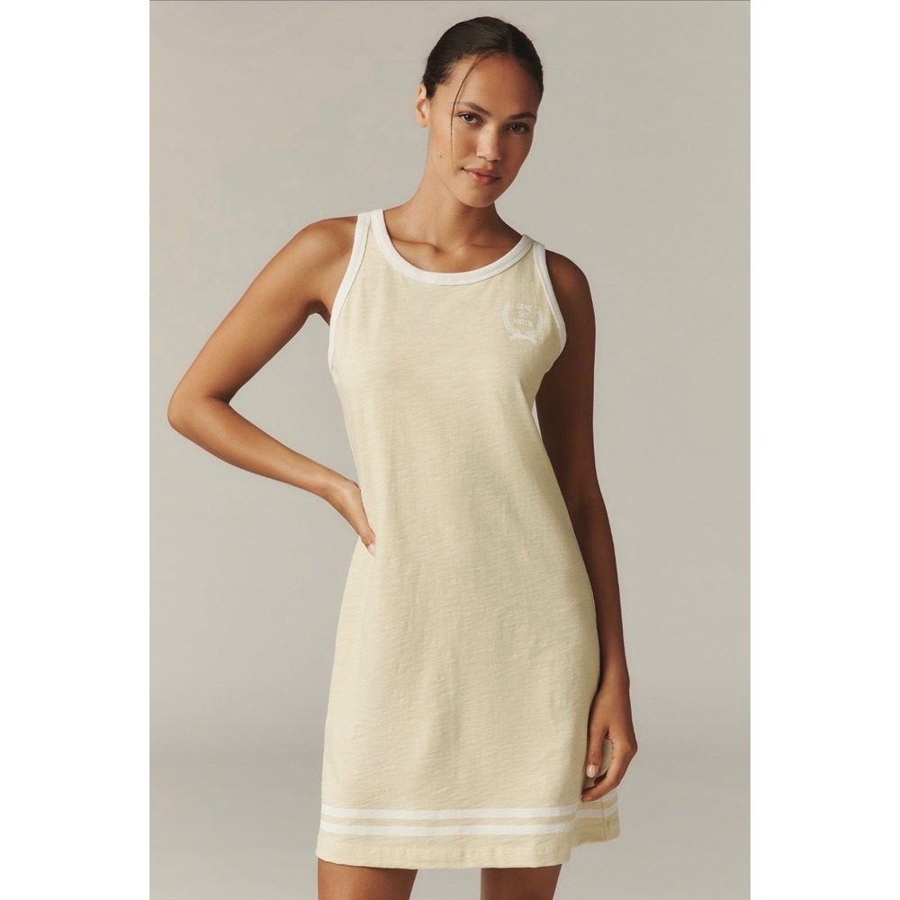 NWT Sundry Anthro Citrus Yellow Ringer Tank Mini Dress Game Set Match Womens XS